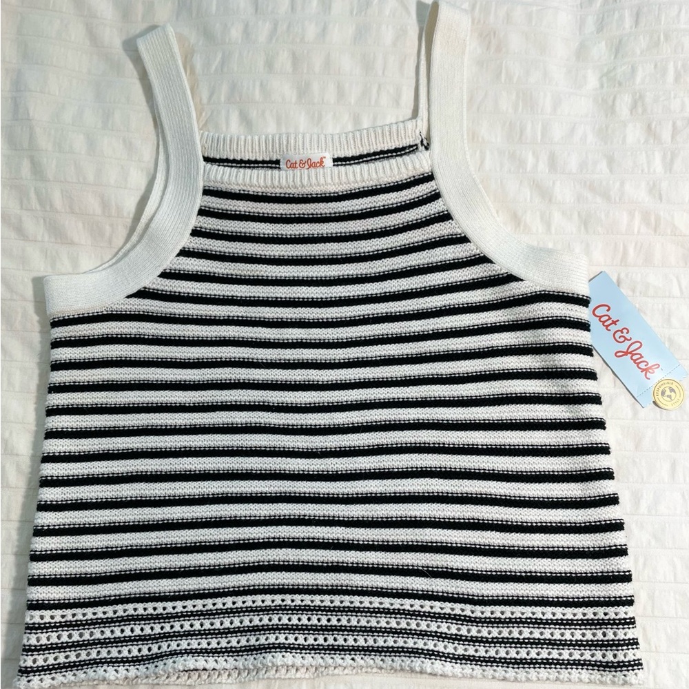 NWT Cat & Jack Black and White  Knit Tank